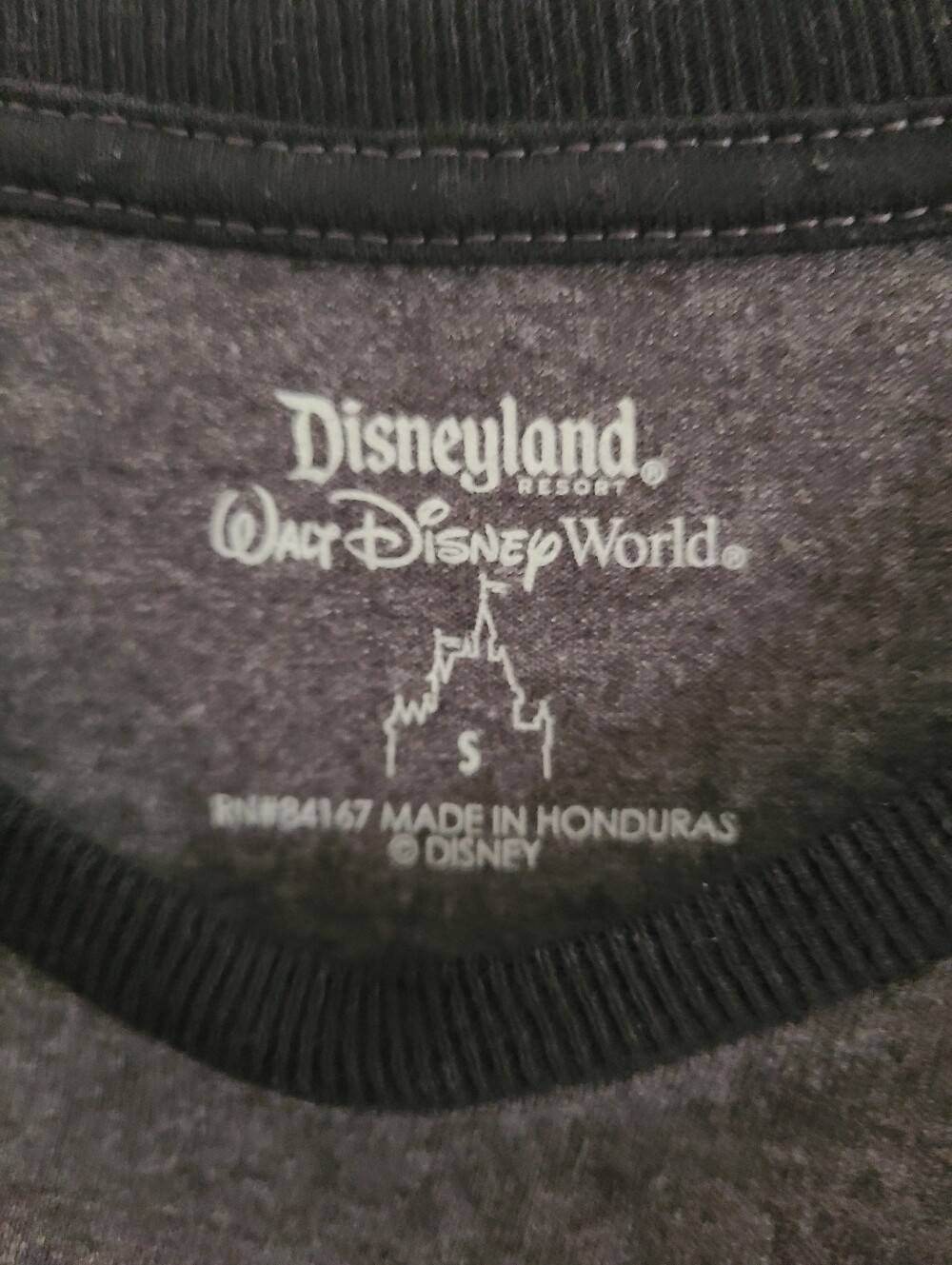Disneyland Vintage Mickey Mouse Graphic Ringer Tee - Gray with Black Trim Small - Picture 4 of 4